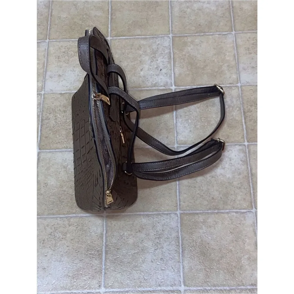 Women’s Faux Croc-Embossed Backpack - Metallic Brown Medium Size Male In China